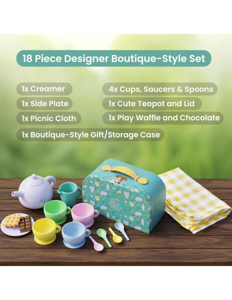 Juego de Té de Silicona Buddy & Belle - 18 Piezas para Niños