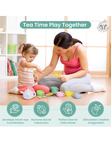 Juego de Té de Silicona Buddy & Belle - 18 Piezas para Niños