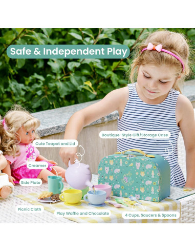 Juego de Té de Silicona Buddy & Belle - 18 Piezas para Niños