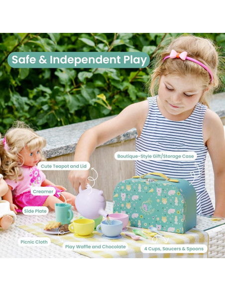 Juego de Té de Silicona Buddy & Belle - 18 Piezas para Niños