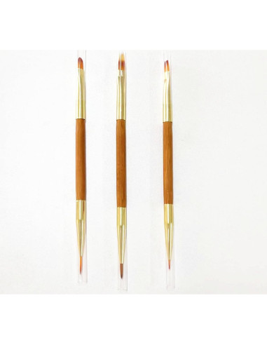 3 Pinceles para Arte de Uñas Fulinjoy Doble Punta 150mm