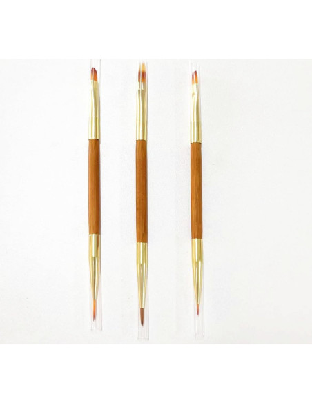 3 Pinceles para Arte de Uñas Fulinjoy Doble Punta 150mm