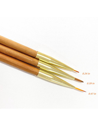 3 Pinceles para Arte de Uñas Fulinjoy Doble Punta 150mm