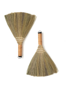 Juego de 2 Escobas de Paja Natural TTS 32 cm - Escobas Compactas