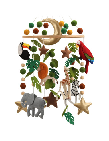 Móvil de Cuna Safari A - Hecho a Mano, Alto Contraste, Neutro