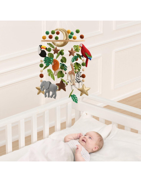 Móvil de Cuna Safari A - Hecho a Mano, Alto Contraste, Neutro