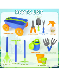 Juego de Jardinería deAO con Carretilla y 10 Accesorios 2