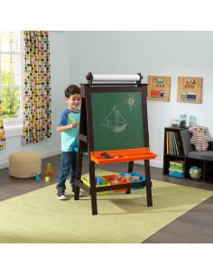 Caballete de Almacenamiento KidKraft Espresso con Pizarra y Borrado en Seco 2