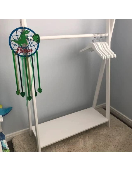 Perchero de Ropa de Madera Natural para Niños