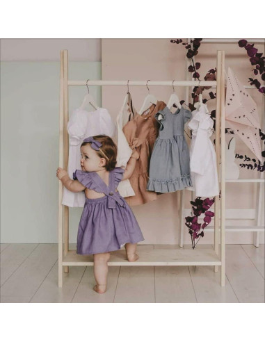 Perchero de Ropa de Madera Natural para Niños