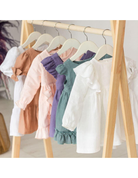 Perchero de Ropa de Madera Natural para Niños