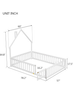 Cama de Piso Completo Bellemave con Barandillas y Casa Blanca 2