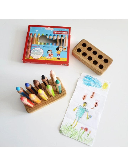 Organizador de Lápices de Madera Stabilo Woody para 10 Lápices