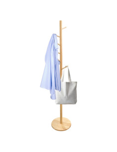 Perchero de Madera Natural AV Connect con 8 Ganchos y 3 Alturas