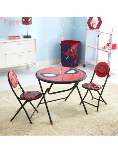 Conjunto Mesa y Sillas Plegable Spiderman 3 Piezas 60 cm