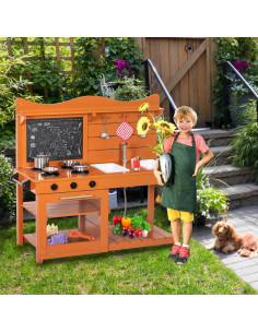 Juego de Cocina de Madera BRINJOY para Niños con Fregaderos 2