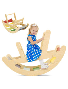 Caballo Balancín Grande de Madera Montessori 86 cm para Niños