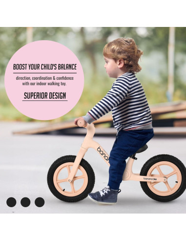 Bicicleta de Equilibrio Banana Bike Rosa Suave para Niños 2-6 Años