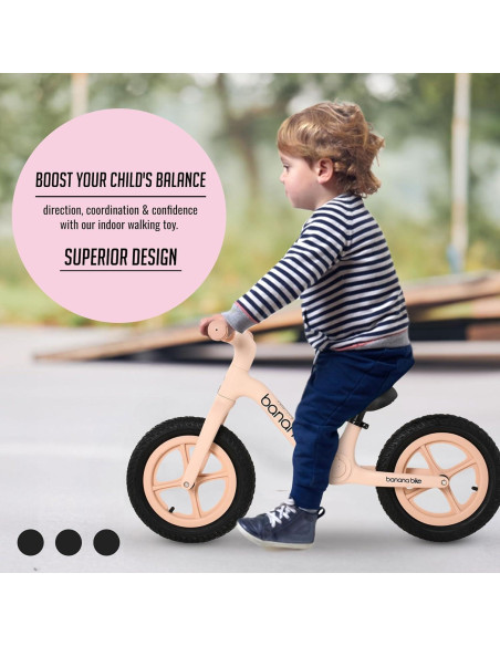 Bicicleta de Equilibrio Banana Bike Rosa Suave para Niños 2-6 Años