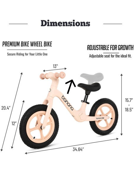 Bicicleta de Equilibrio Banana Bike Rosa Suave para Niños 2-6 Años