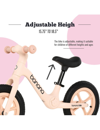 Bicicleta de Equilibrio Banana Bike Rosa Suave para Niños 2-6 Años