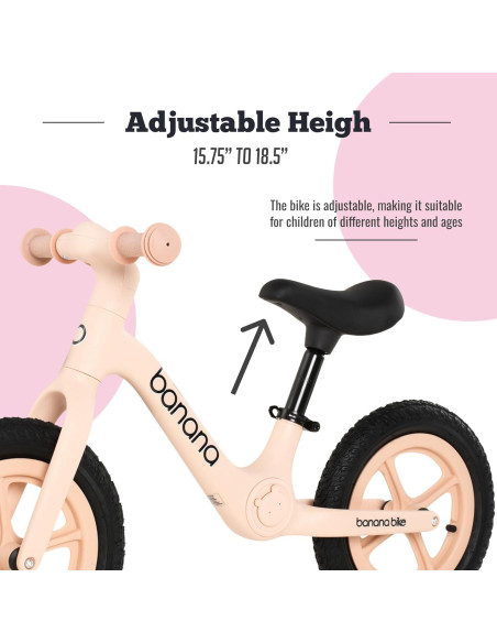 Bicicleta de Equilibrio Banana Bike Rosa Suave para Niños 2-6 Años