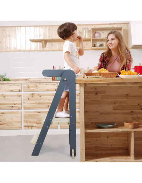 Torre de Aprendizaje Plegable y Ajustable Yifaeux Beige