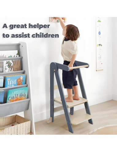 Torre de Aprendizaje Plegable y Ajustable Yifaeux Beige