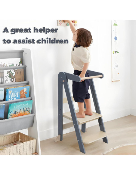 Torre de Aprendizaje Plegable y Ajustable Yifaeux Beige