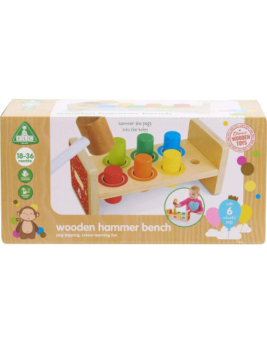 Banco de Martillo de Madera Just Play 25.5x12x12.5cm 18-36 meses