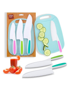 Juego de cuchillos para niños GONEJALL 4 piezas con tabla