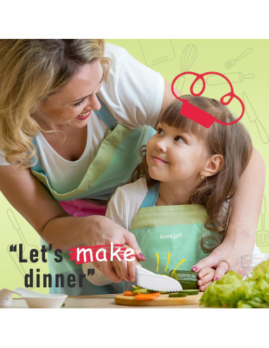 Juego de cuchillos para niños GONEJALL 4 piezas con tabla