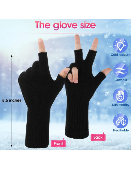 6 Pares Guantes Unisex Sin Dedos Cálidos de Tejido Elástico
