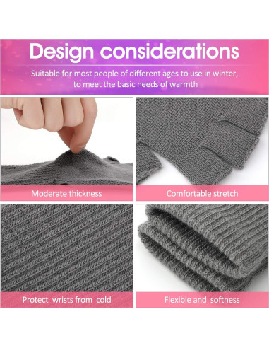 6 Pares Guantes Unisex Sin Dedos Cálidos de Tejido Elástico
