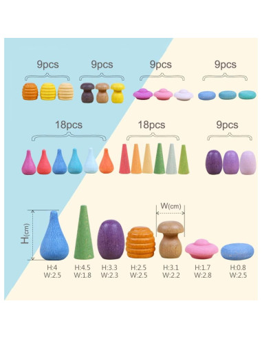 Conjunto de Juguetes de Madera Candywood 81 Piezas Arcoíris