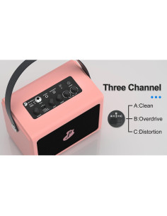 Mini Amplificador de Guitarra Eléctrica Recargable 5W Rosa 2