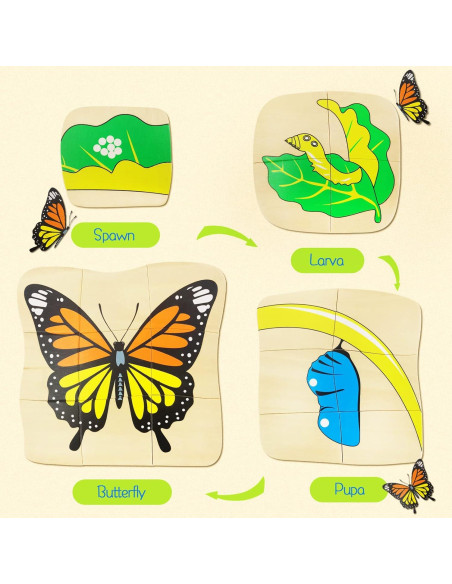 Rompecabezas de Madera Montessori Mariposa 20 Piezas 3-8 Años