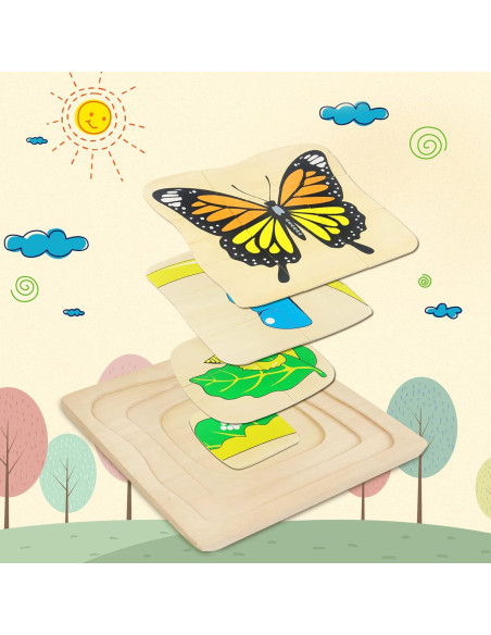Rompecabezas de Madera Montessori Mariposa 20 Piezas 3-8 Años