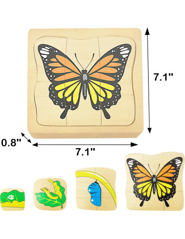Rompecabezas de Madera Montessori Mariposa 20 Piezas 3-8 Años