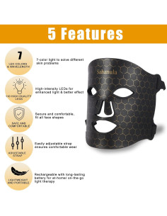 Máscara de Terapia de Luz LED Sahanula 7 Colores Recargable 2