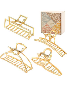 Paquete de 4 Clips de Pelo Dorados SYGY para Cabello Grueso 2