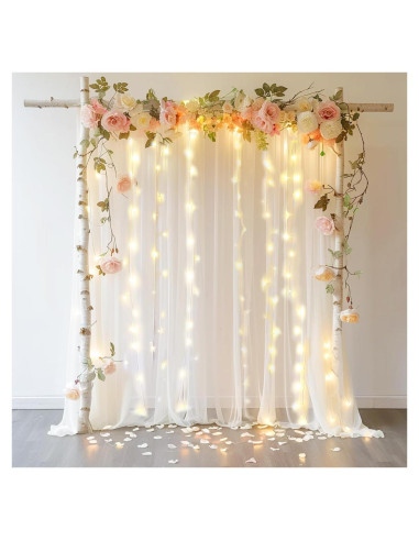 Cortina de Fondo Blanca Gallety 10ft x 8ft con Luces LED