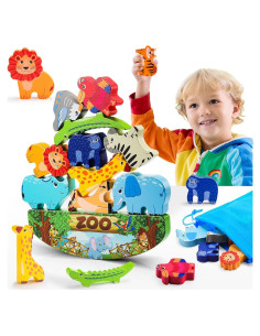 Juguetes Montessori de Apilamiento IPORUP - Animales de Madera