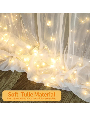 Cortina de Fondo Blanca Gallety 10ft x 8ft con Luces LED