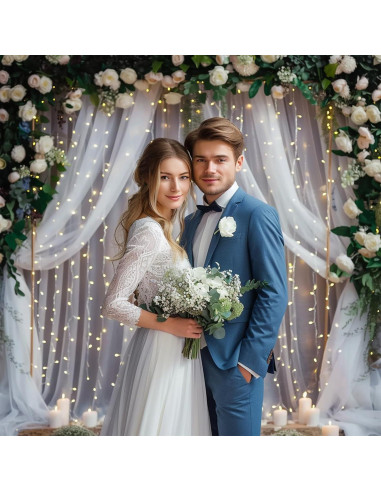 Cortina de Fondo Blanca Gallety 10ft x 8ft con Luces LED