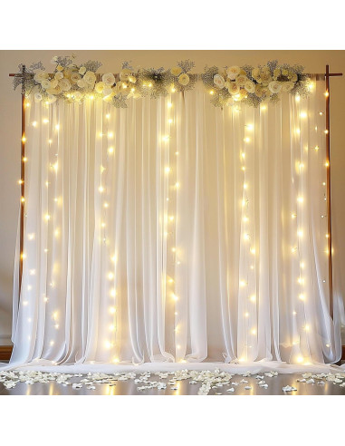 Cortina de Fondo Blanca Gallety 10ft x 8ft con Luces LED