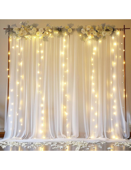Cortina de Fondo Blanca Gallety 10ft x 8ft con Luces LED