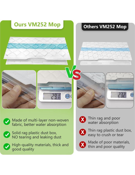 10 Recargas Almohadilla Dura Shark VACMOP Pro VM252 VM251