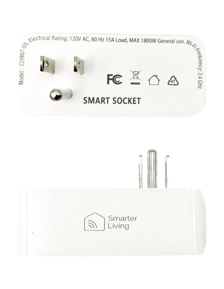 Enchufe Inteligente Doble WiFi Vida Más Inteligente 15A Enchufe Inteligente Doble WiFi Vida Más Inteligente 15A