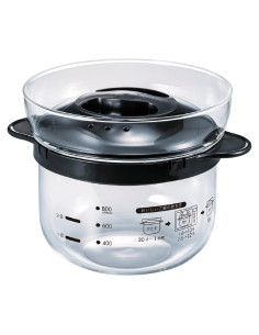 Olla de Arroz HARIO XRCN-2-B de Vidrio para Microondas 1-2 Tazas